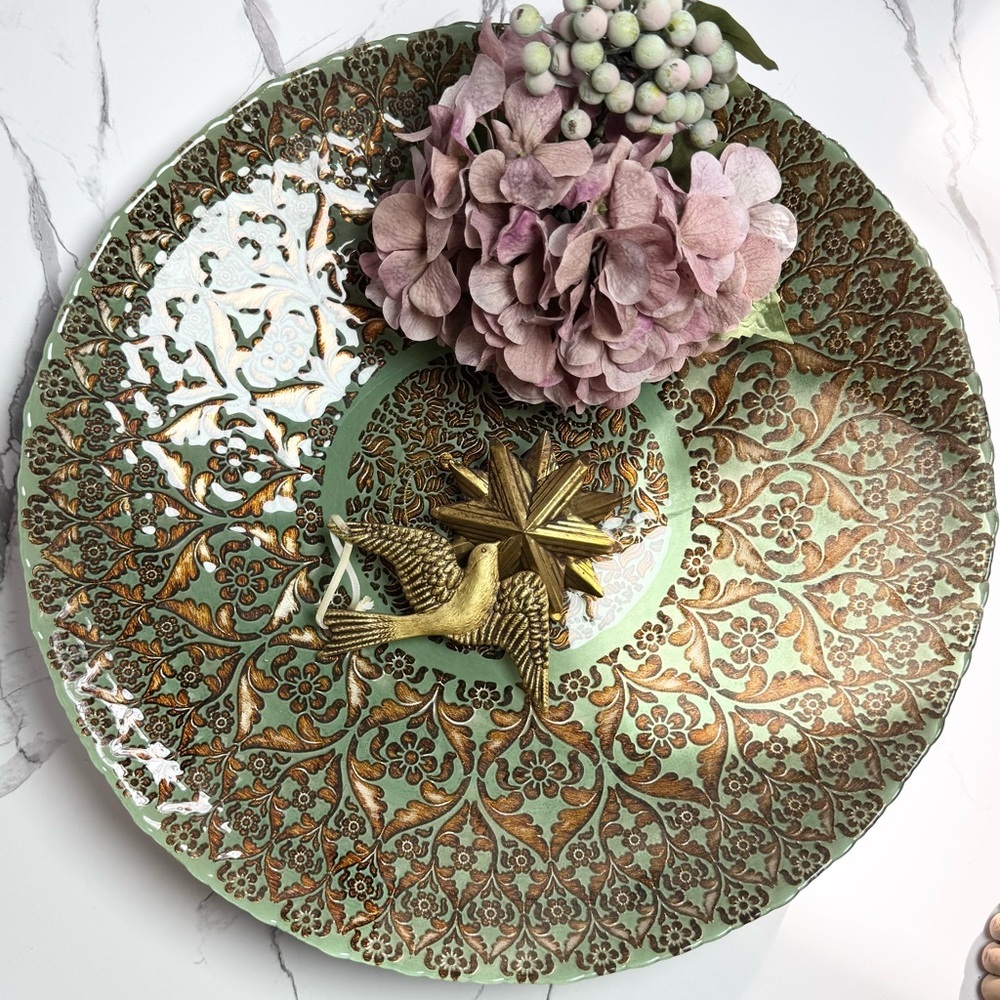 World Market glass inlay bowl/dish very large